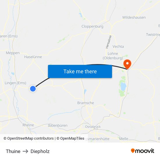 Thuine to Diepholz map