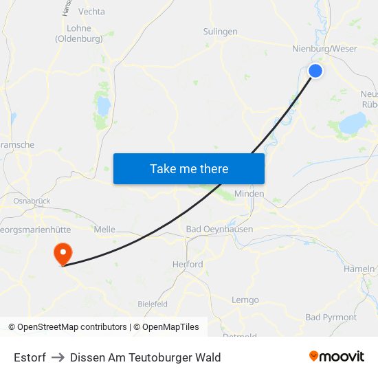 Estorf to Dissen Am Teutoburger Wald map