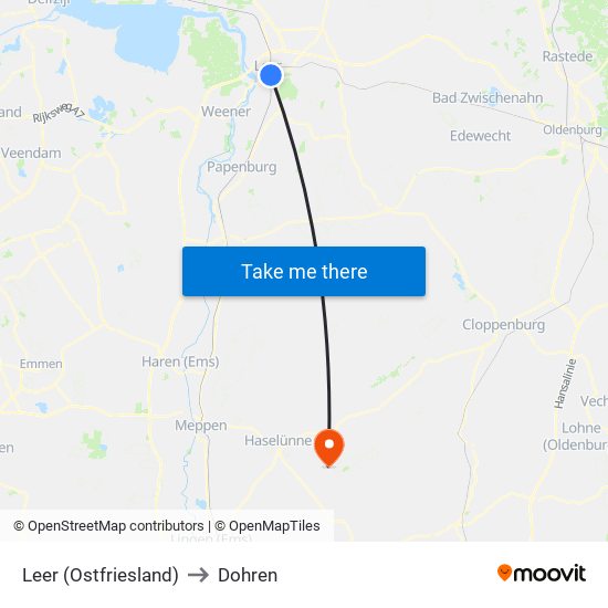 Leer (Ostfriesland) to Dohren map