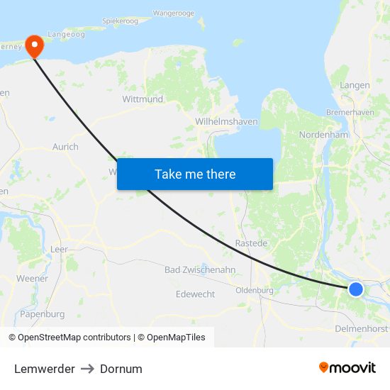 Lemwerder to Dornum map