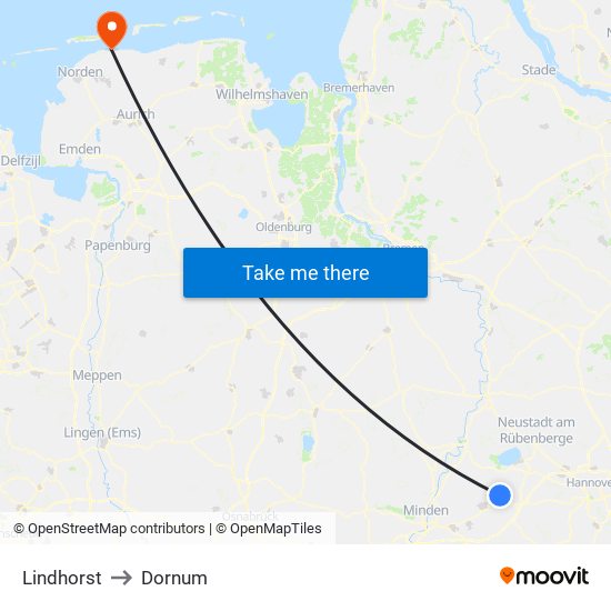 Lindhorst to Dornum map
