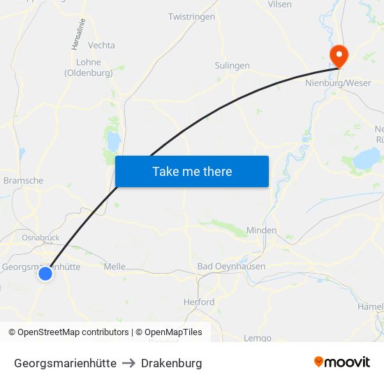 Georgsmarienhütte to Drakenburg map