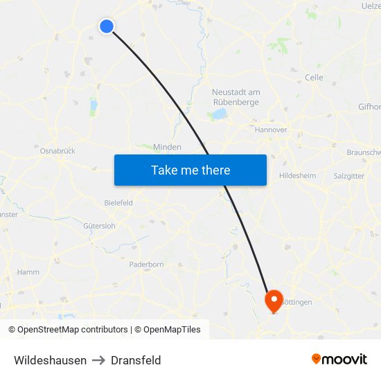 Wildeshausen to Dransfeld map