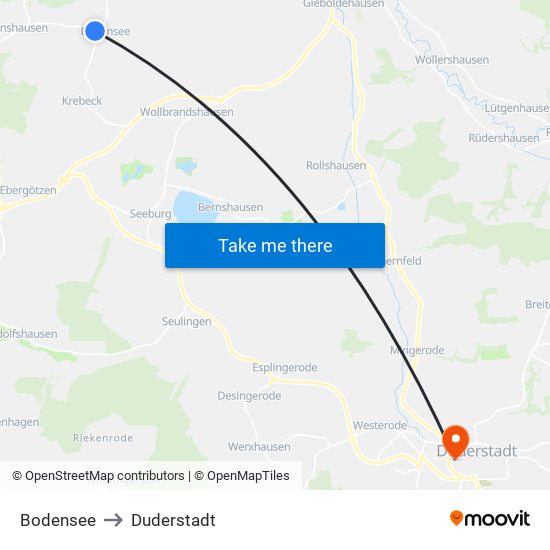 Bodensee to Duderstadt map