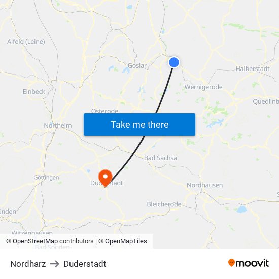 Nordharz to Duderstadt map