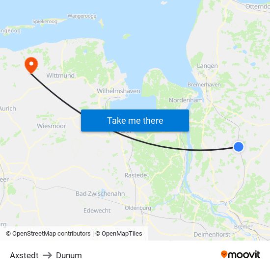 Axstedt to Dunum map
