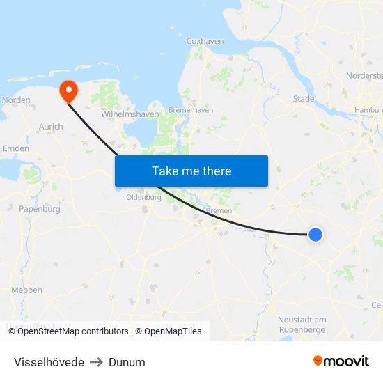 Visselhövede to Dunum map