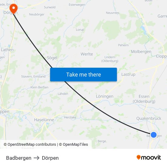 Badbergen to Dörpen map