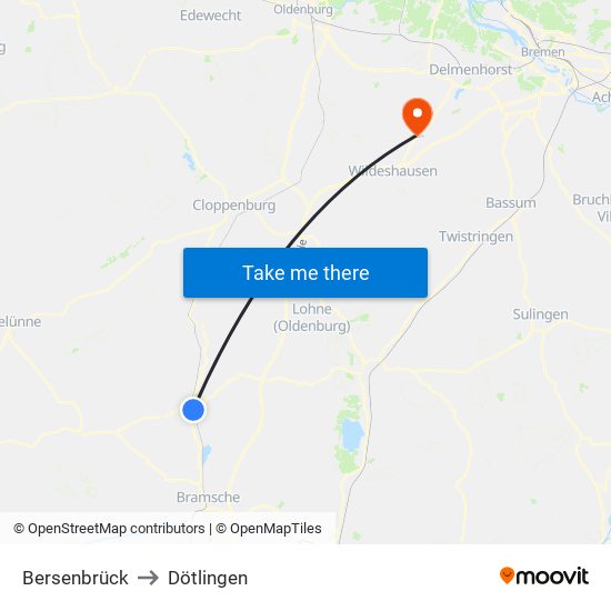 Bersenbrück to Dötlingen map