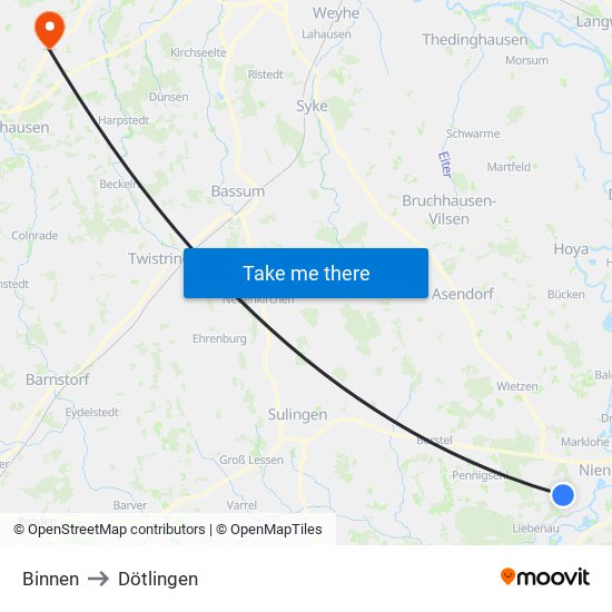 Binnen to Dötlingen map