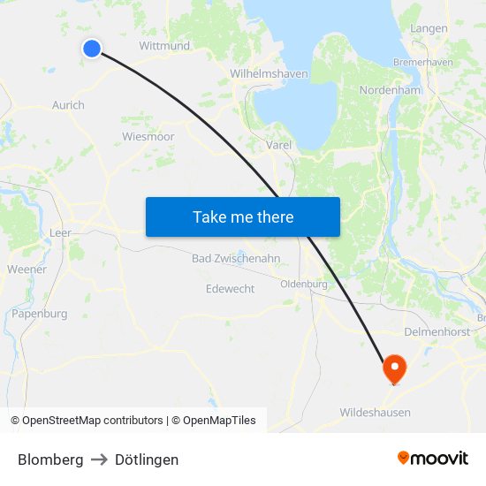 Blomberg to Dötlingen map