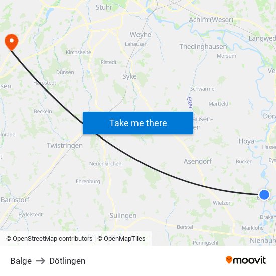 Balge to Dötlingen map