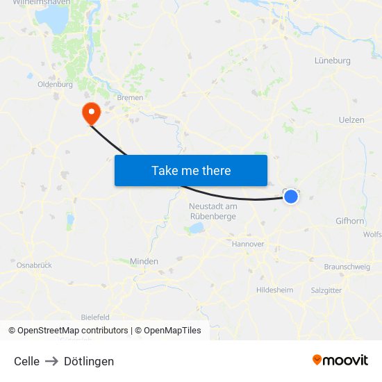 Celle to Dötlingen map