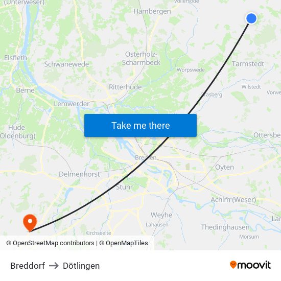 Breddorf to Dötlingen map