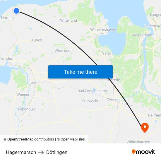 Hagermarsch to Dötlingen map