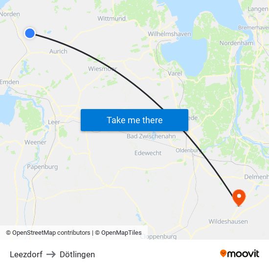 Leezdorf to Dötlingen map