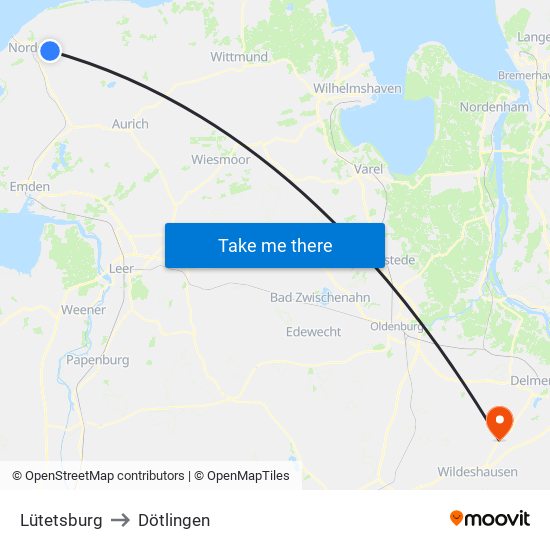 Lütetsburg to Dötlingen map