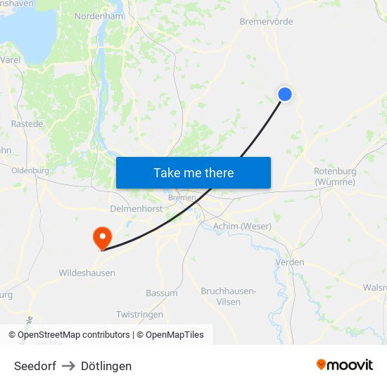 Seedorf to Dötlingen map