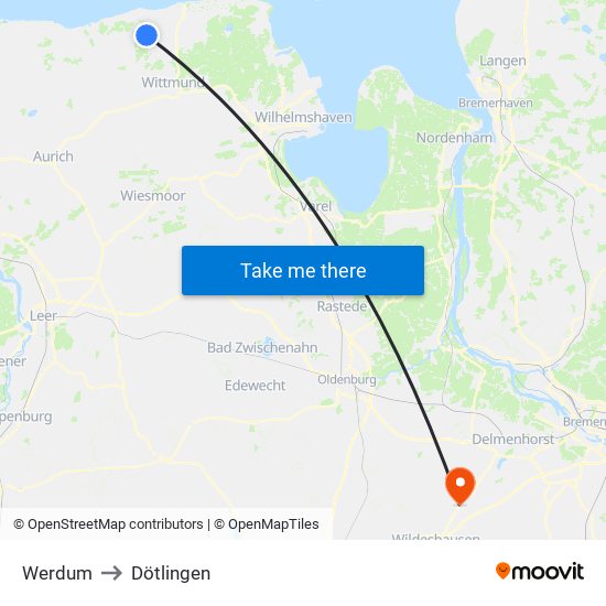 Werdum to Dötlingen map