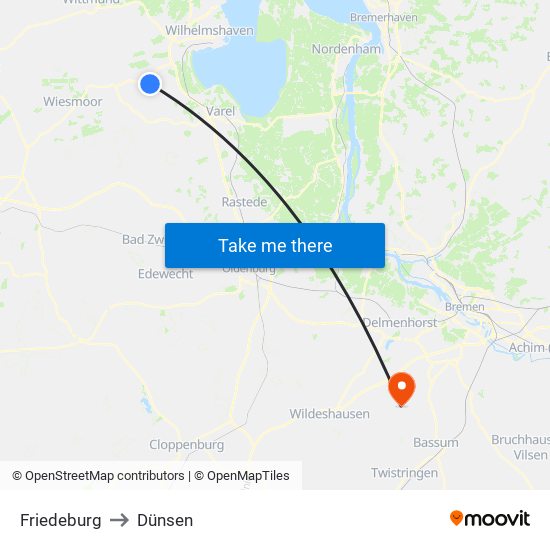 Friedeburg to Dünsen map