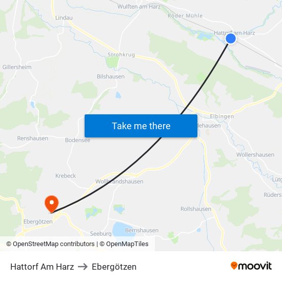 Hattorf Am Harz to Ebergötzen map