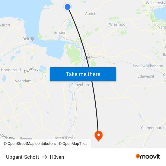 Upgant-Schott to Hüven map