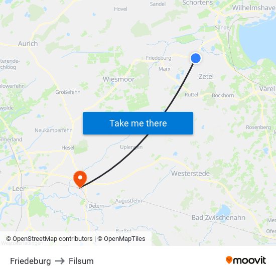 Friedeburg to Filsum map