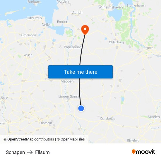 Schapen to Filsum map