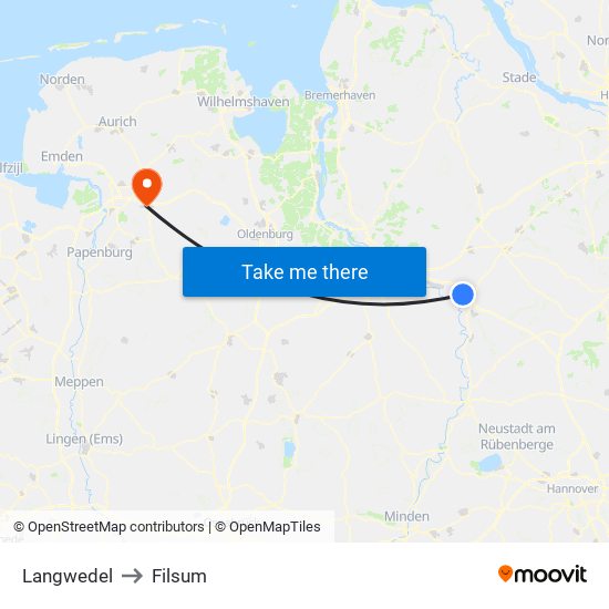 Langwedel to Filsum map