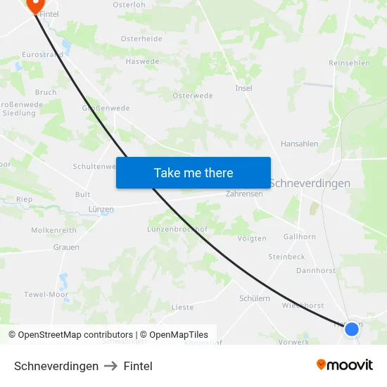 Schneverdingen to Fintel map