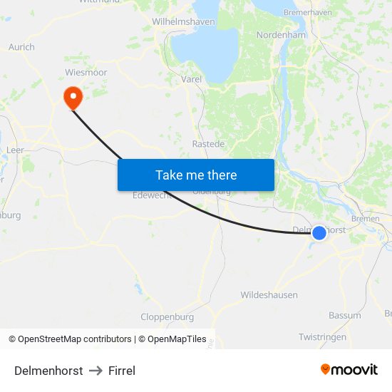 Delmenhorst to Firrel map