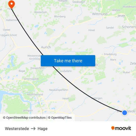 Westerstede to Hage map