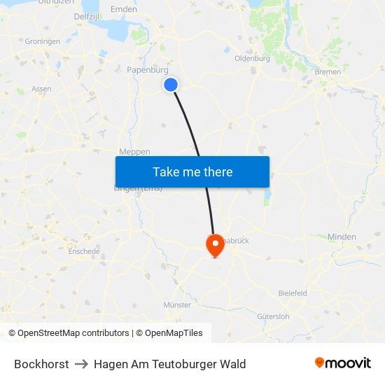 Bockhorst to Hagen Am Teutoburger Wald map
