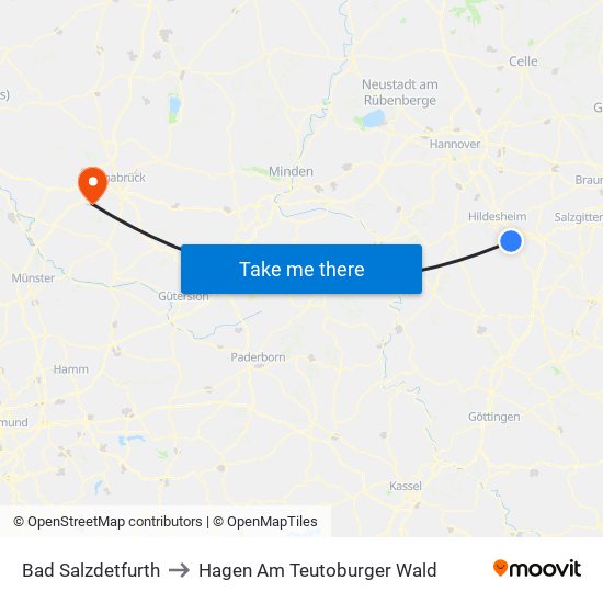 Bad Salzdetfurth to Hagen Am Teutoburger Wald map