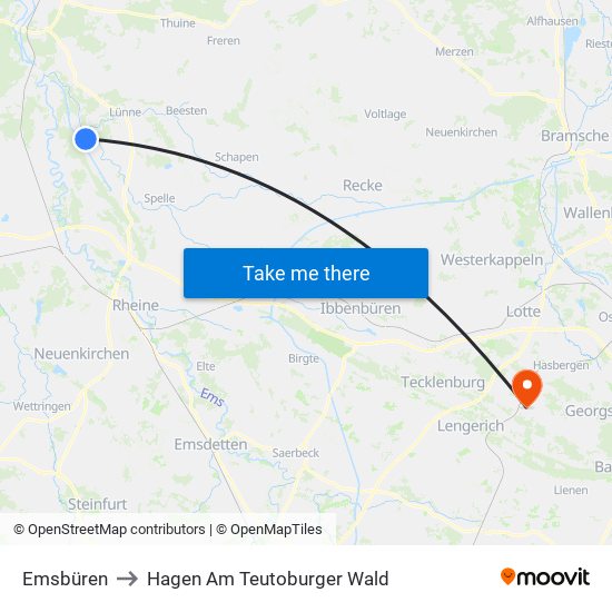 Emsbüren to Hagen Am Teutoburger Wald map