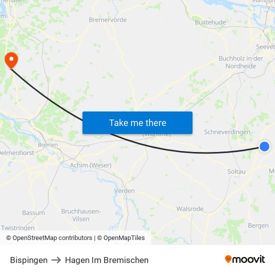 Bispingen to Hagen Im Bremischen map