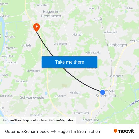 Osterholz-Scharmbeck to Hagen Im Bremischen map