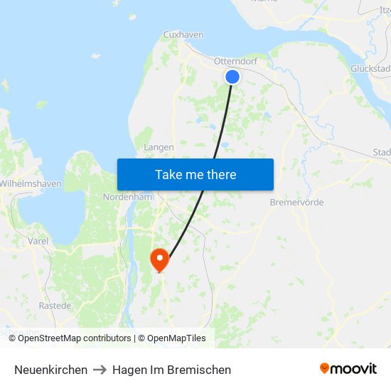 Neuenkirchen to Hagen Im Bremischen map