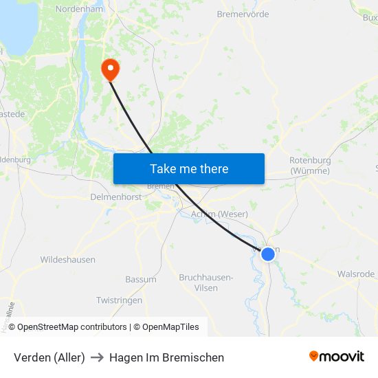 Verden (Aller) to Hagen Im Bremischen map