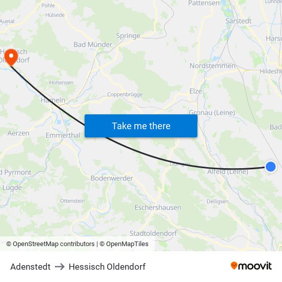 Adenstedt to Hessisch Oldendorf map