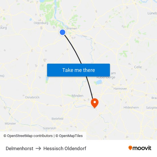 Delmenhorst to Hessisch Oldendorf map