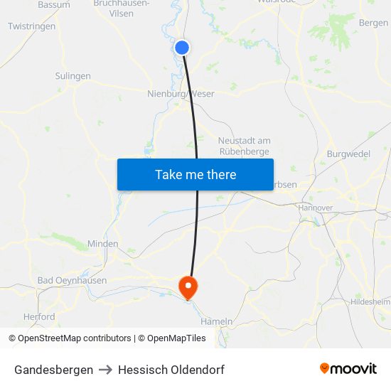 Gandesbergen to Hessisch Oldendorf map