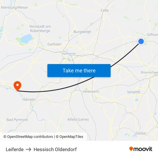 Leiferde to Hessisch Oldendorf map