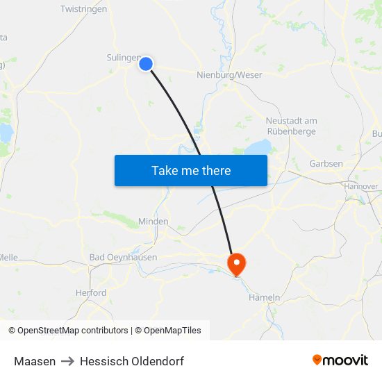 Maasen to Hessisch Oldendorf map