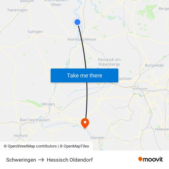 Schweringen to Hessisch Oldendorf map