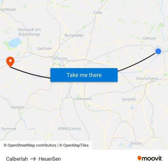 Calberlah to Heuerßen map