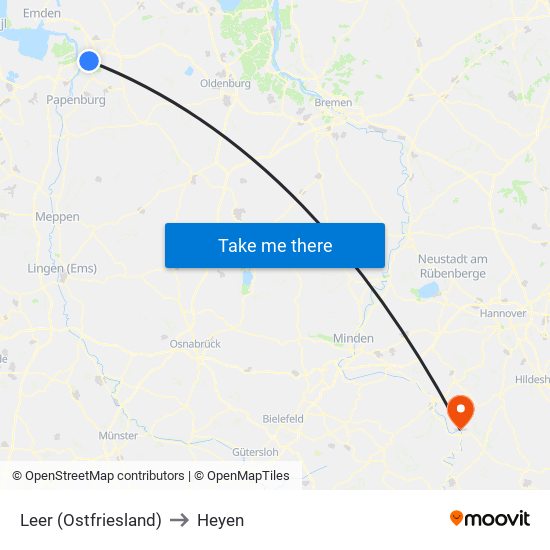 Leer (Ostfriesland) to Heyen map