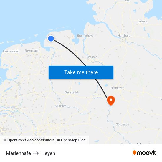 Marienhafe to Heyen map