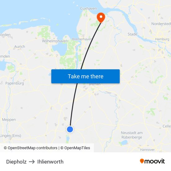 Diepholz to Ihlienworth map