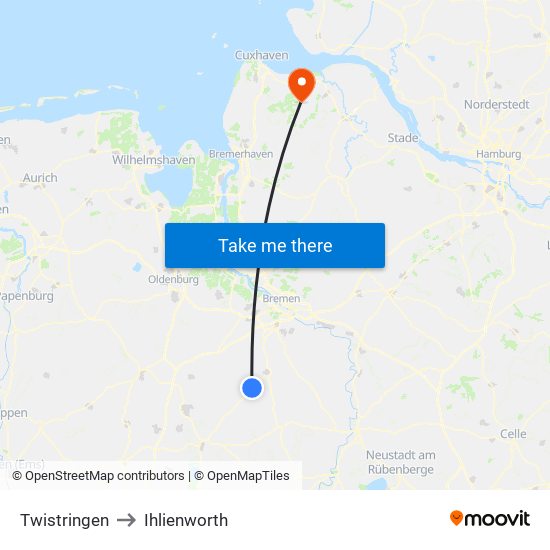 Twistringen to Ihlienworth map